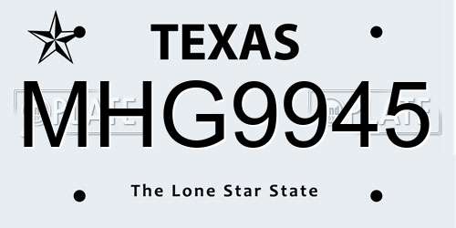 MHG9945 Texas License Plate