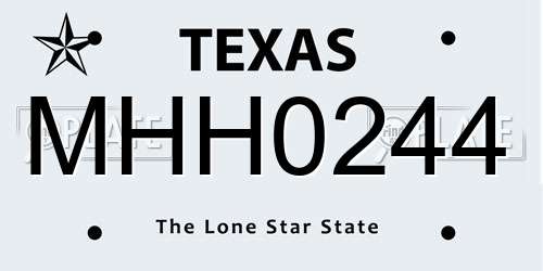MHH0244 Texas License Plate