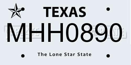 MHH0890 Texas License Plate