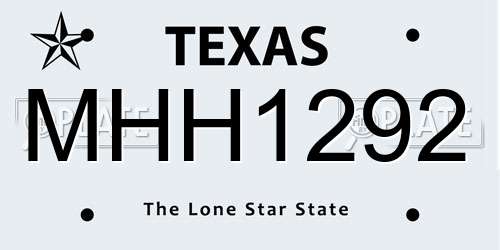 MHH1292 Texas License Plate