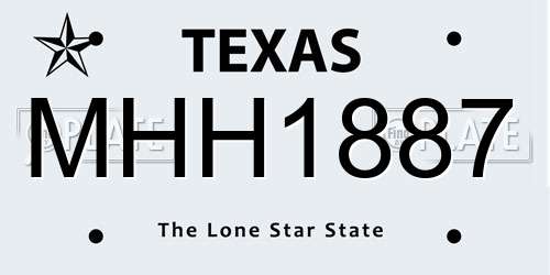MHH1887 Texas License Plate