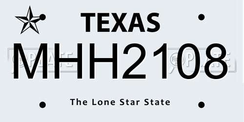 MHH2108 Texas License Plate