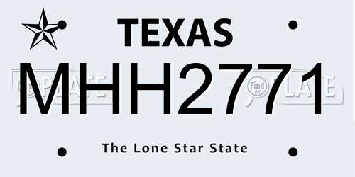 MHH2771 Texas License Plate
