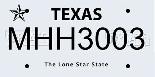 MHH3003 Texas License Plate