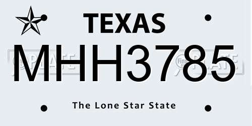 MHH3785 Texas License Plate