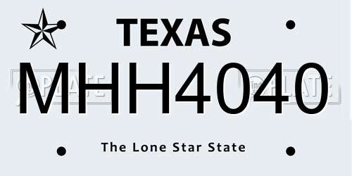 MHH4040 Texas License Plate