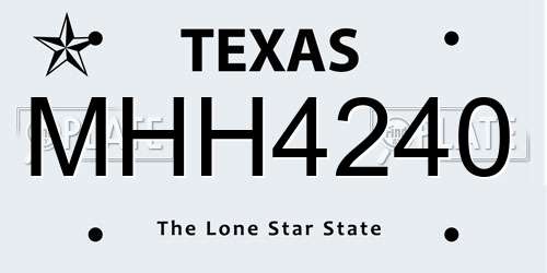 MHH4240 Texas License Plate