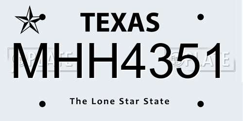 MHH4351 Texas License Plate