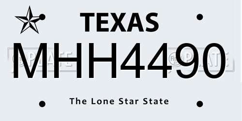 MHH4490 Texas License Plate