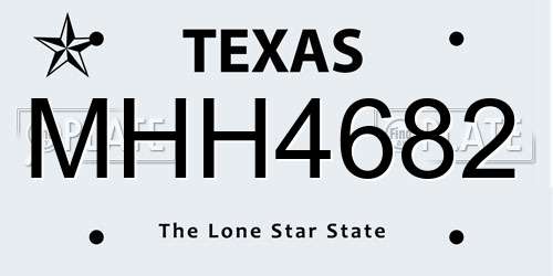 MHH4682 Texas License Plate