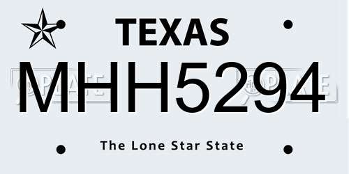 MHH5294 Texas License Plate