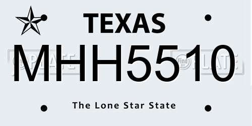 MHH5510 Texas License Plate
