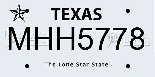 MHH5778 Texas License Plate