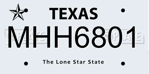 MHH6801 Texas License Plate