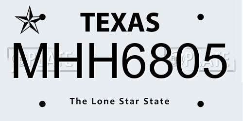 MHH6805 Texas License Plate
