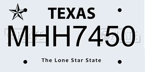 MHH7450 Texas License Plate