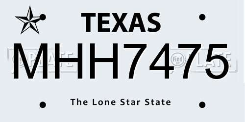 MHH7475 Texas License Plate