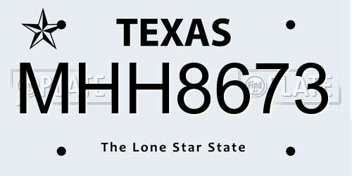 MHH8673 Texas License Plate