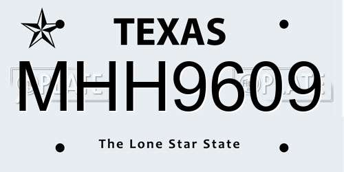 MHH9609 Texas License Plate