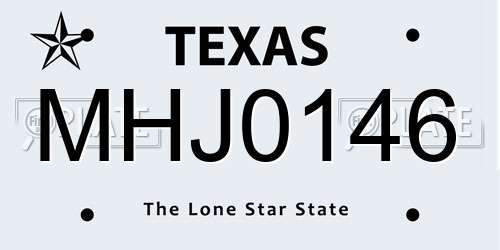 MHJ0146 Texas License Plate
