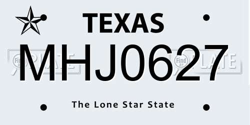 MHJ0627 Texas License Plate