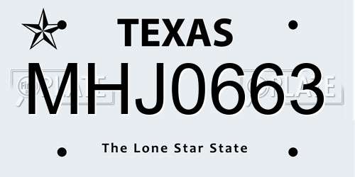 MHJ0663 Texas License Plate