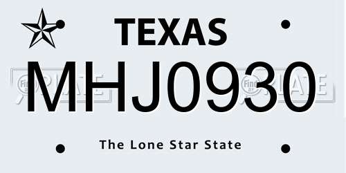 MHJ0930 Texas License Plate