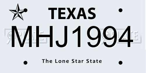 MHJ1994 Texas License Plate