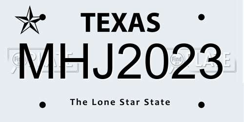 MHJ2023 Texas License Plate