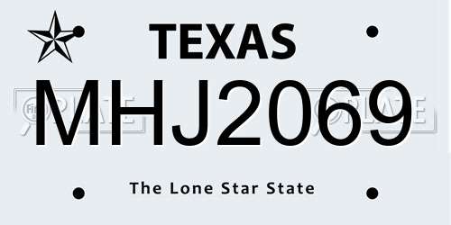 MHJ2069 Texas License Plate