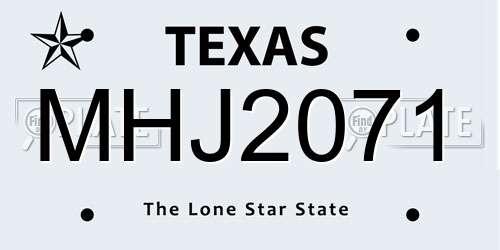MHJ2071 Texas License Plate