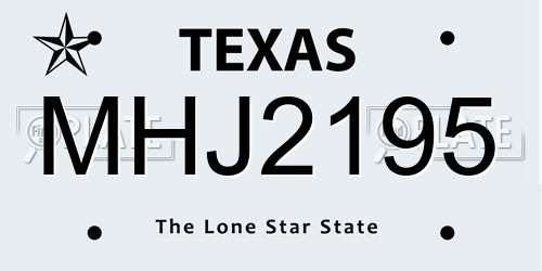 MHJ2195 Texas License Plate