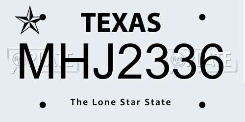 MHJ2336 Texas License Plate