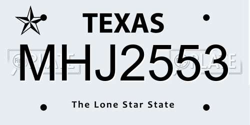MHJ2553 Texas License Plate