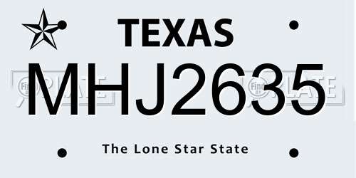 MHJ2635 Texas License Plate