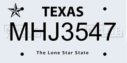 MHJ3547 Texas License Plate