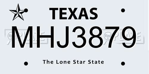MHJ3879 Texas License Plate