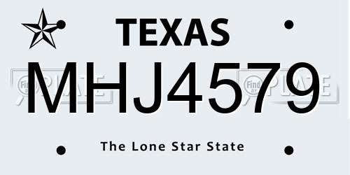 MHJ4579 Texas License Plate