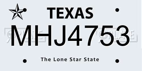 MHJ4753 Texas License Plate