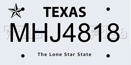 MHJ4818 Texas License Plate