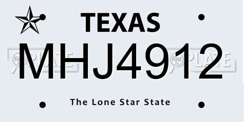 MHJ4912 Texas License Plate