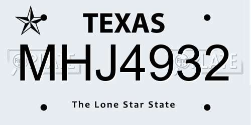 MHJ4932 Texas License Plate