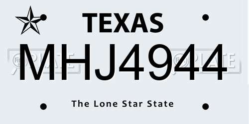 MHJ4944 Texas License Plate