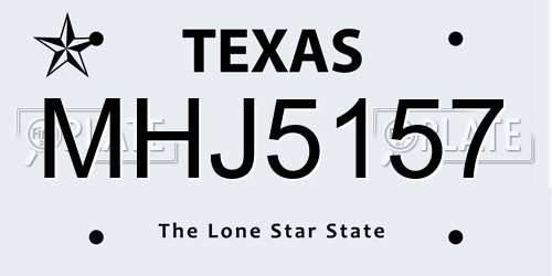 MHJ5157 Texas License Plate