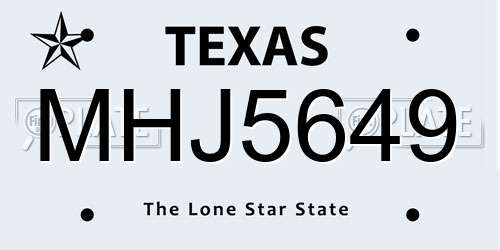 MHJ5649 Texas License Plate