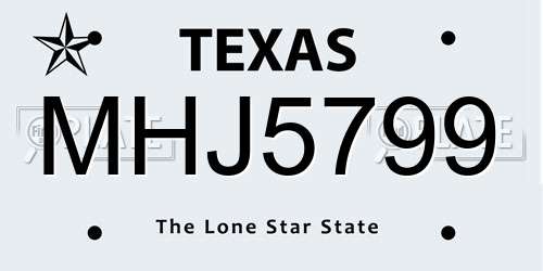 MHJ5799 Texas License Plate