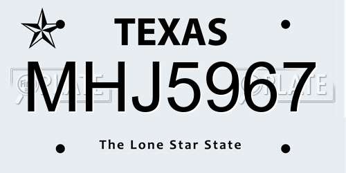 MHJ5967 Texas License Plate
