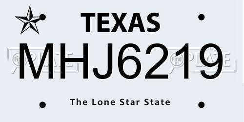 MHJ6219 Texas License Plate