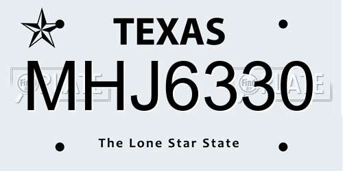 MHJ6330 Texas License Plate
