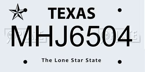 MHJ6504 Texas License Plate